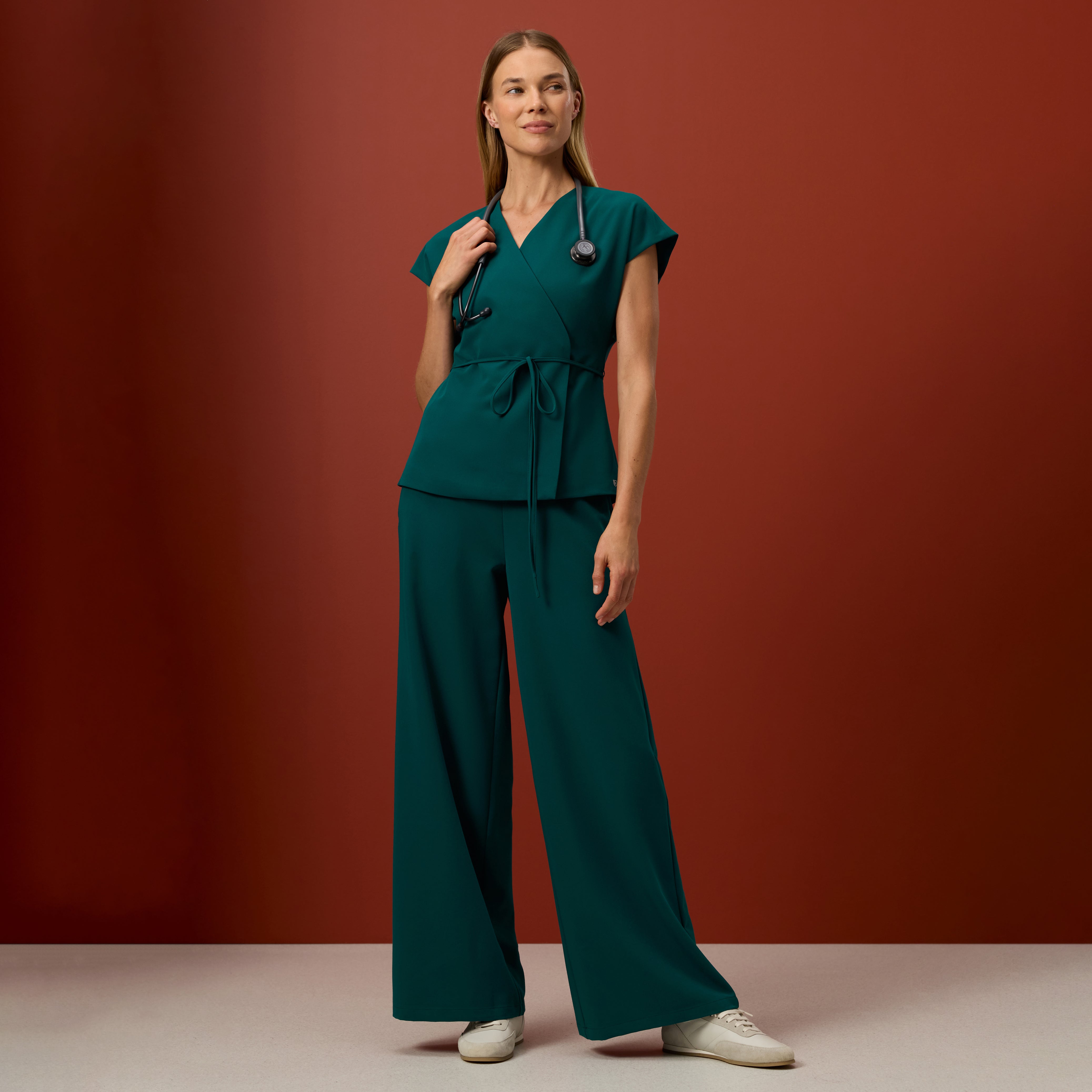 Carter Wide-Leg Scrub Pant - Midnight Green