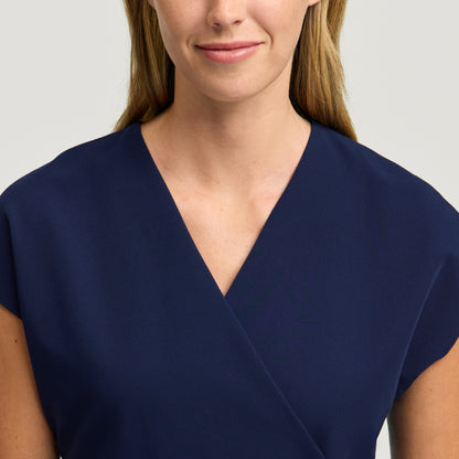 Zuri Wrap Scrub Top - Midnight Navy