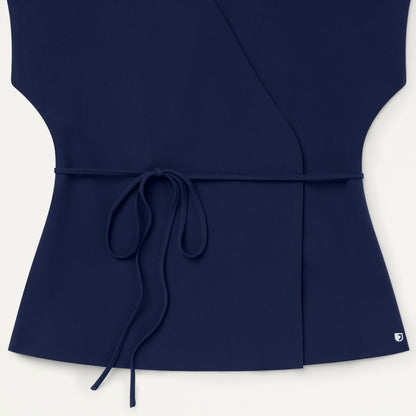 Zuri Wrap Scrub Top - Midnight Navy