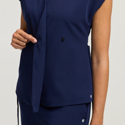Zuri Wrap Scrub Top - Midnight Navy
