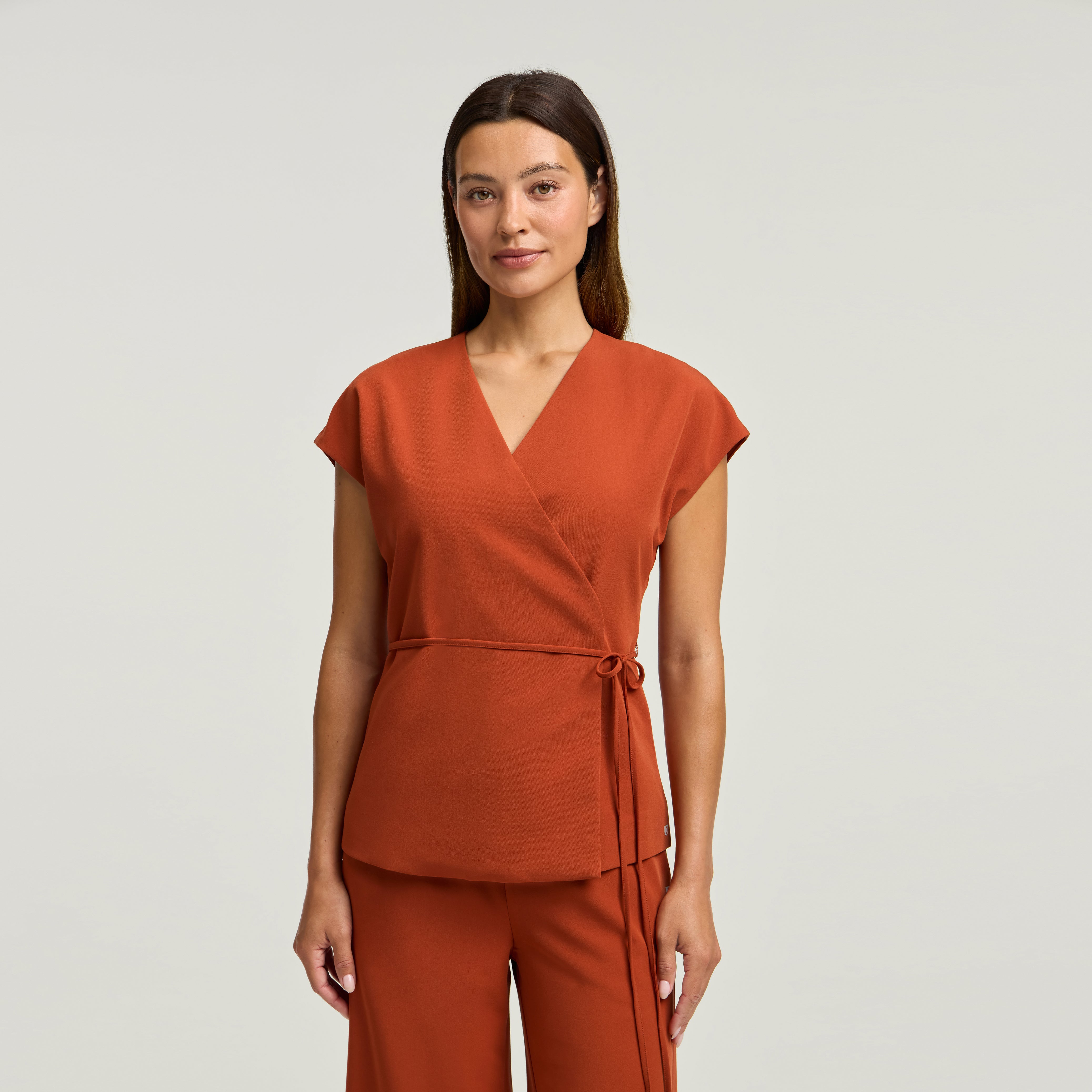 Zuri Wrap Scrub Top - Sienna
