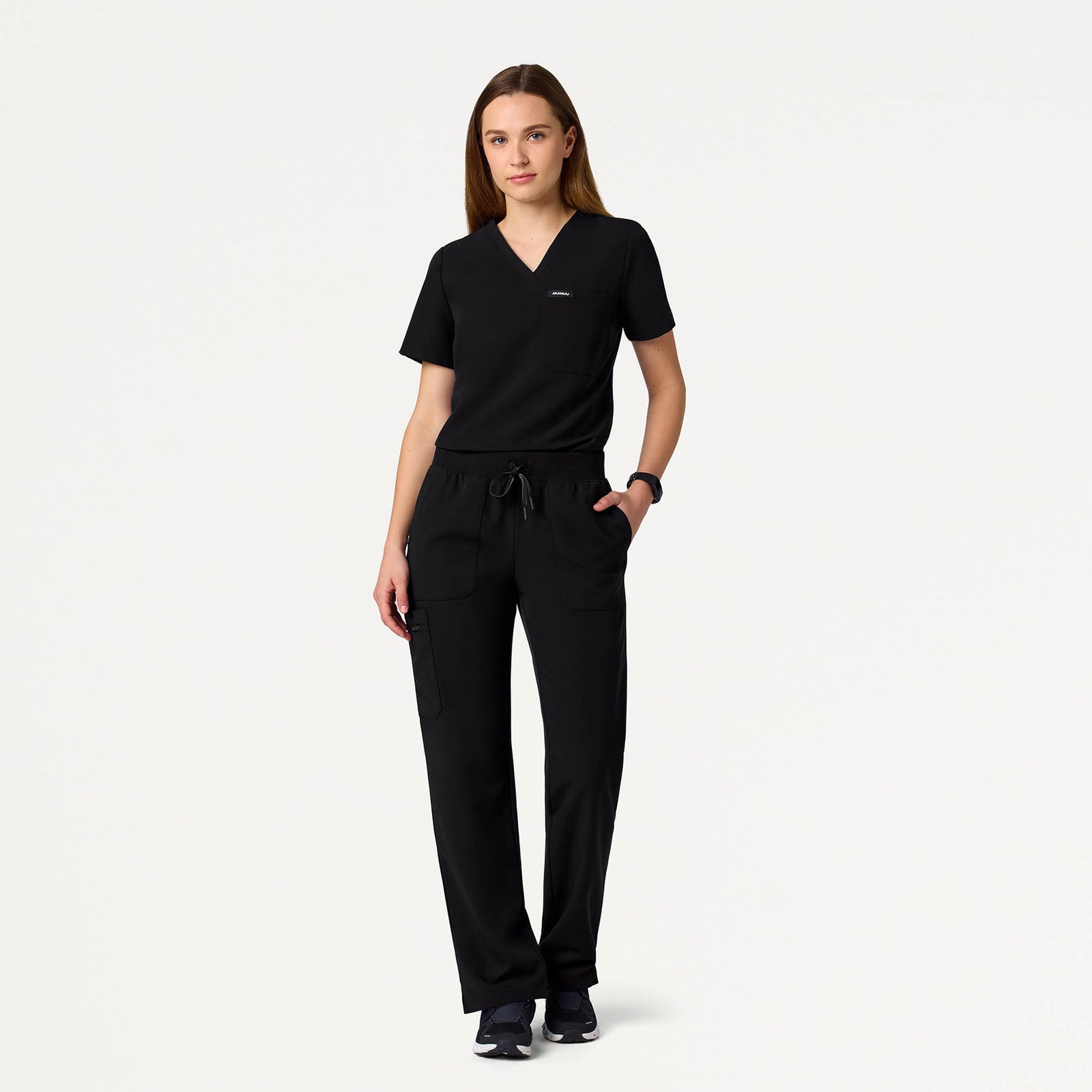 Xenos Cargo Knit Waist Scrub Pant - Black