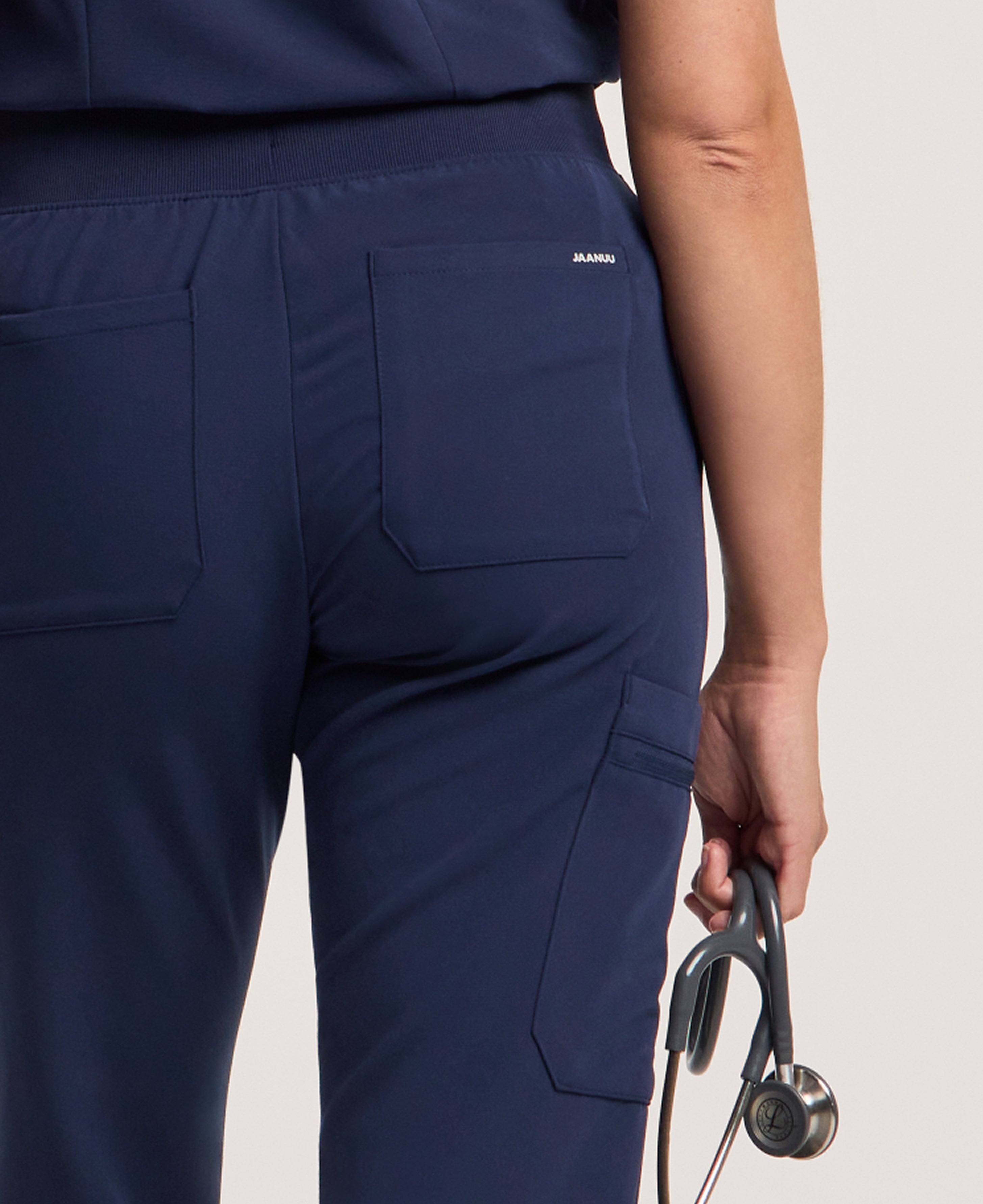 Jaanuu Xenos Cargo Scrub Pant in Midnight Navy, product photo 3 of 6