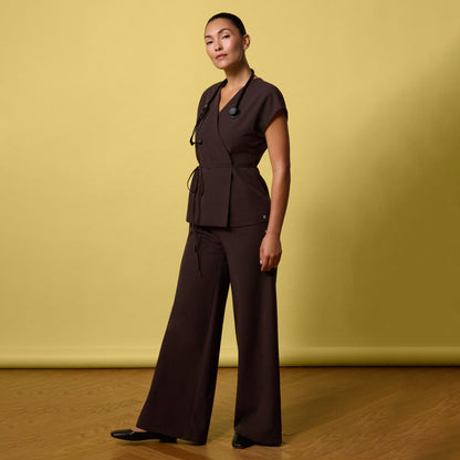 Carter Wide-Leg Scrub Pant - Espresso