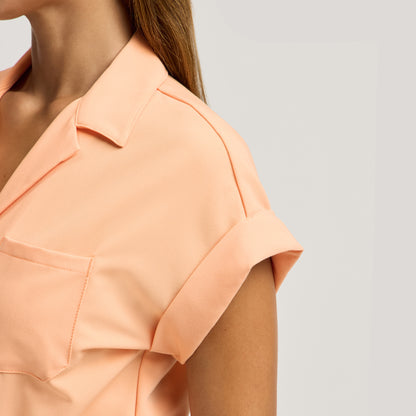 The Wide Leg Scrub Jumpsuit - Apricot