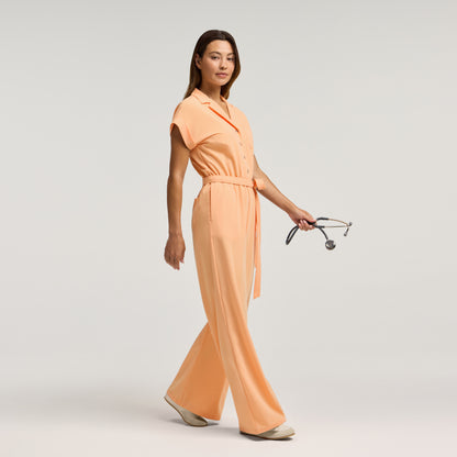 The Wide Leg Scrub Jumpsuit - Apricot