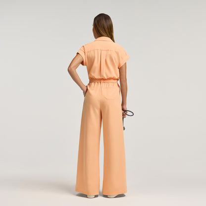 The Wide Leg Scrub Jumpsuit - Apricot