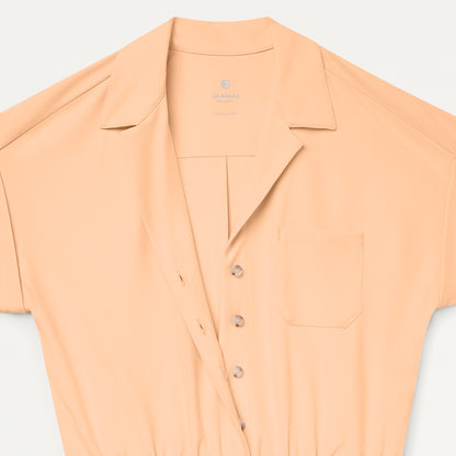 The Wide Leg Scrub Jumpsuit - Apricot
