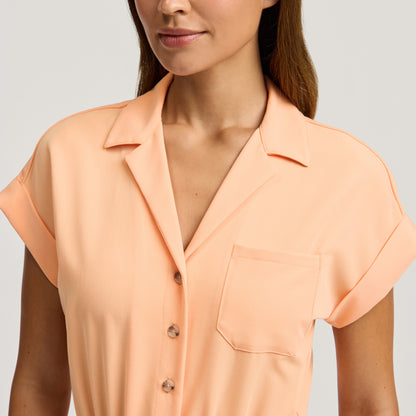 The Wide Leg Scrub Jumpsuit - Apricot