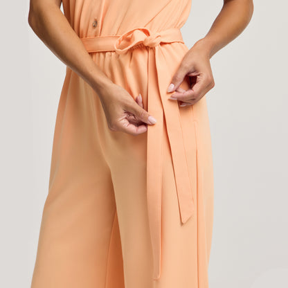 The Wide Leg Scrub Jumpsuit - Apricot