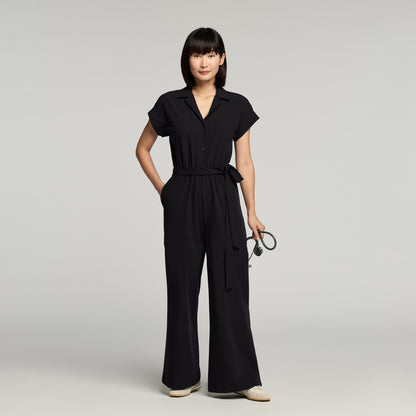 The Wide-Leg Scrub Jumpsuit - Black