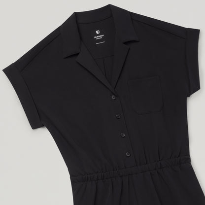 The Wide-Leg Scrub Jumpsuit - Black