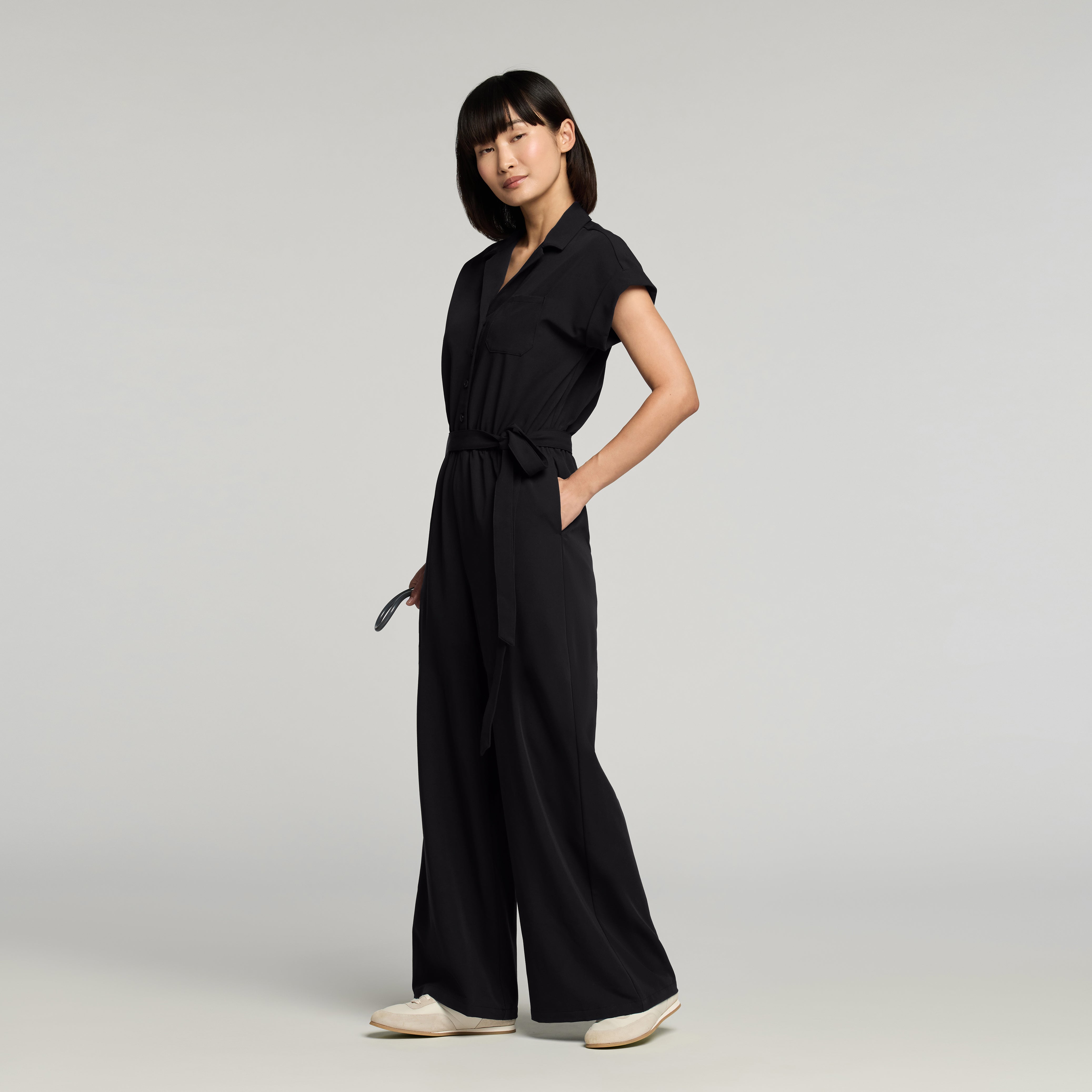 The Wide-Leg Scrub Jumpsuit - Black