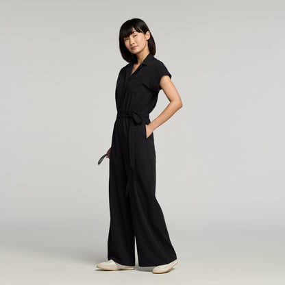 The Wide-Leg Scrub Jumpsuit - Black
