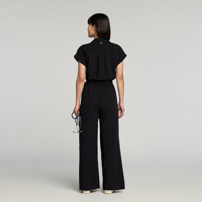 The Wide-Leg Scrub Jumpsuit - Black