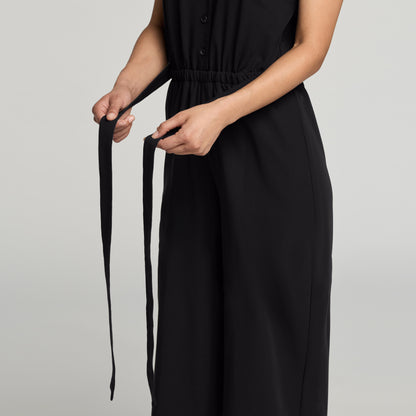 The Wide-Leg Scrub Jumpsuit - Black