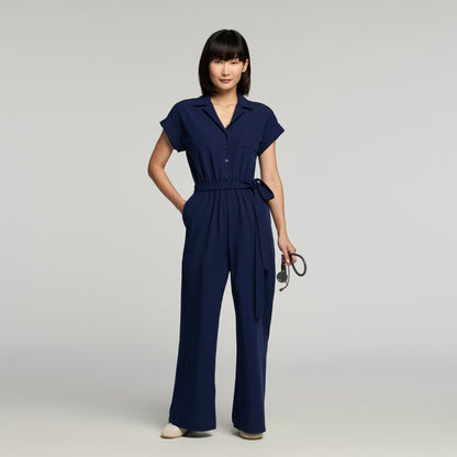 The Wide-Leg Scrub Jumpsuit - Midnight Navy
