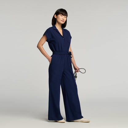 The Wide-Leg Scrub Jumpsuit - Midnight Navy