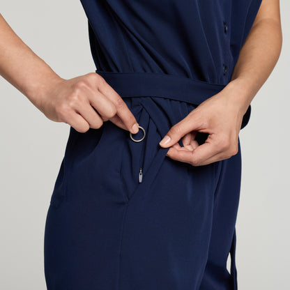 The Wide-Leg Scrub Jumpsuit - Midnight Navy