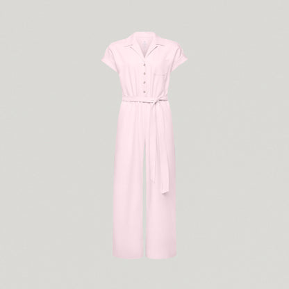 The Wide-Leg Scrub Jumpsuit - Rose Quartz