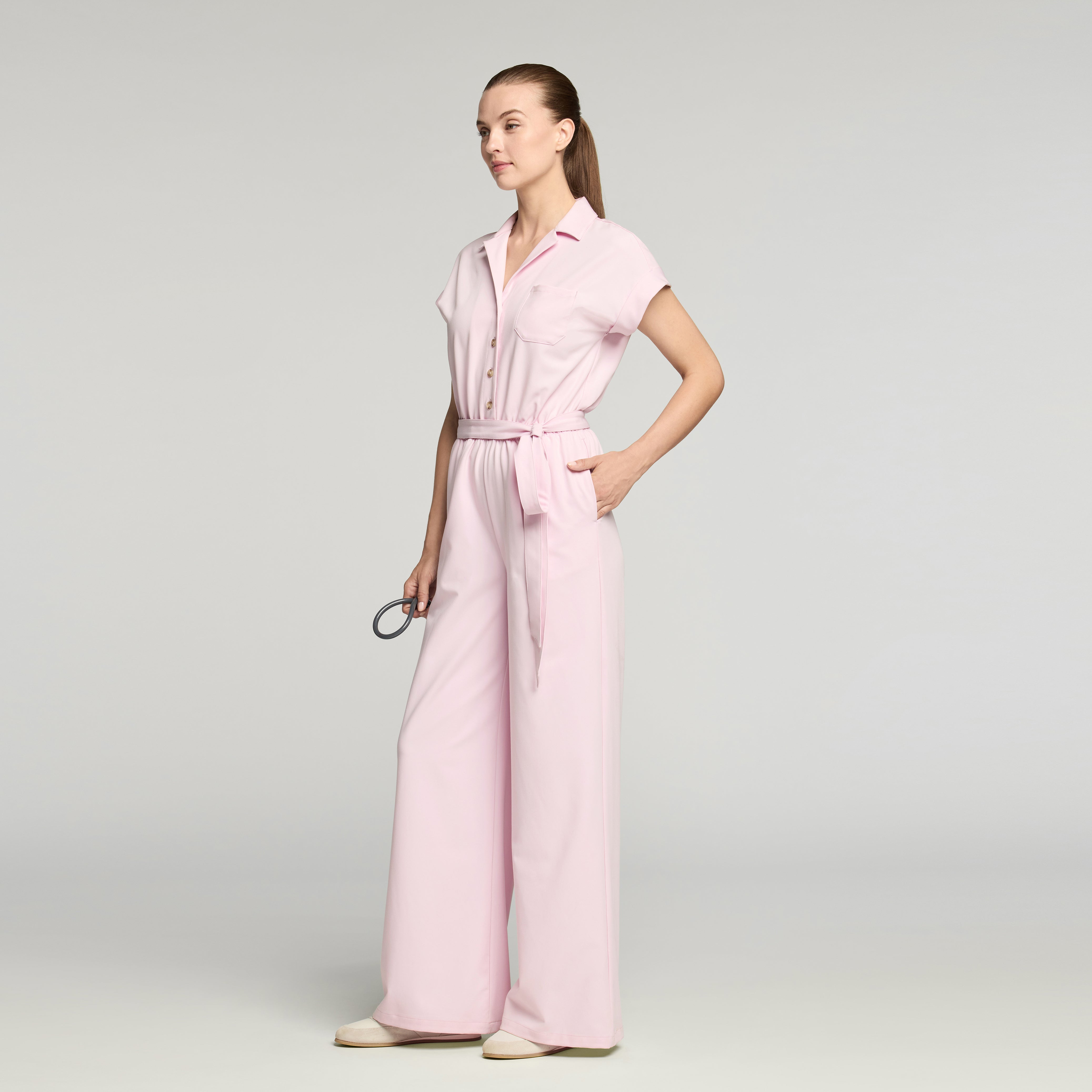 The Wide-Leg Scrub Jumpsuit - Rose Quartz – JAANUU