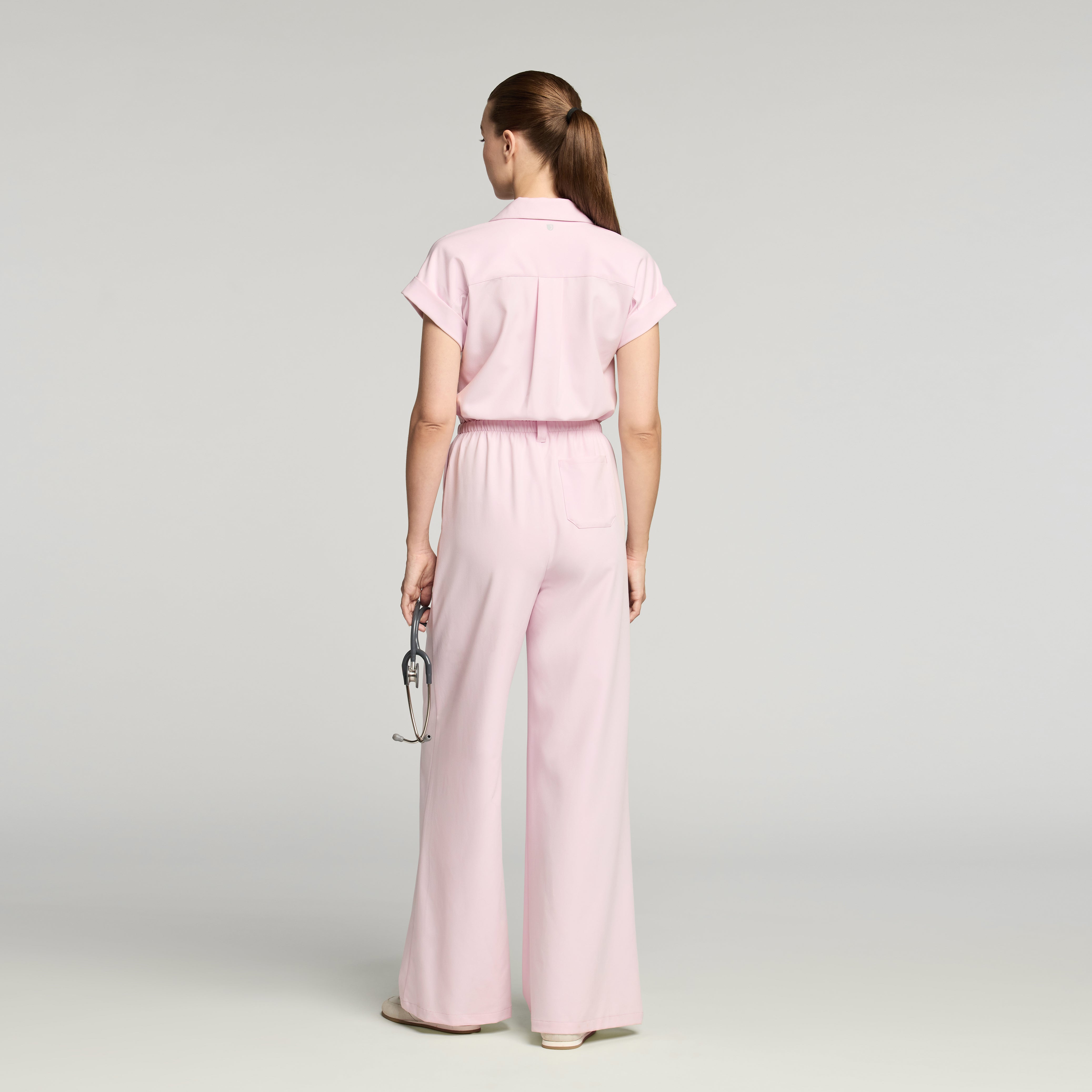 The Wide-Leg Scrub Jumpsuit - Rose Quartz – JAANUU