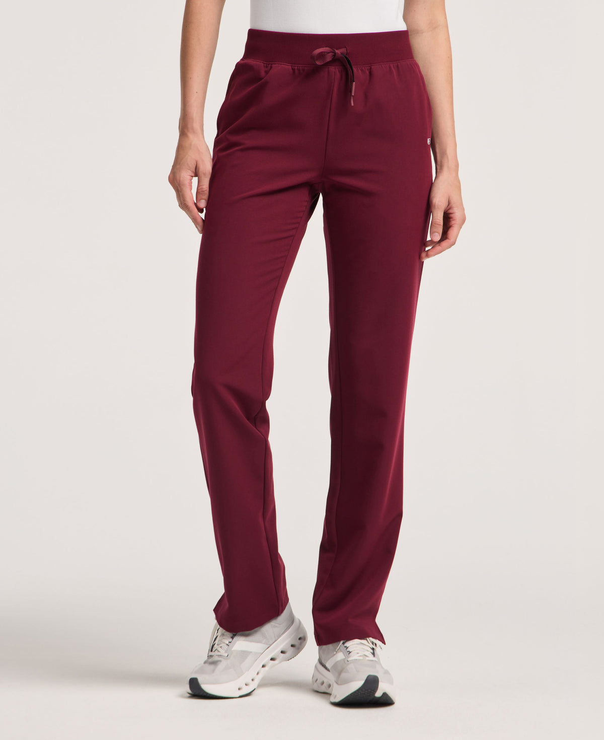 Jaanuu Xenos Knit-Waist Scrub Pant in Burgundy, product photo 1 of 6