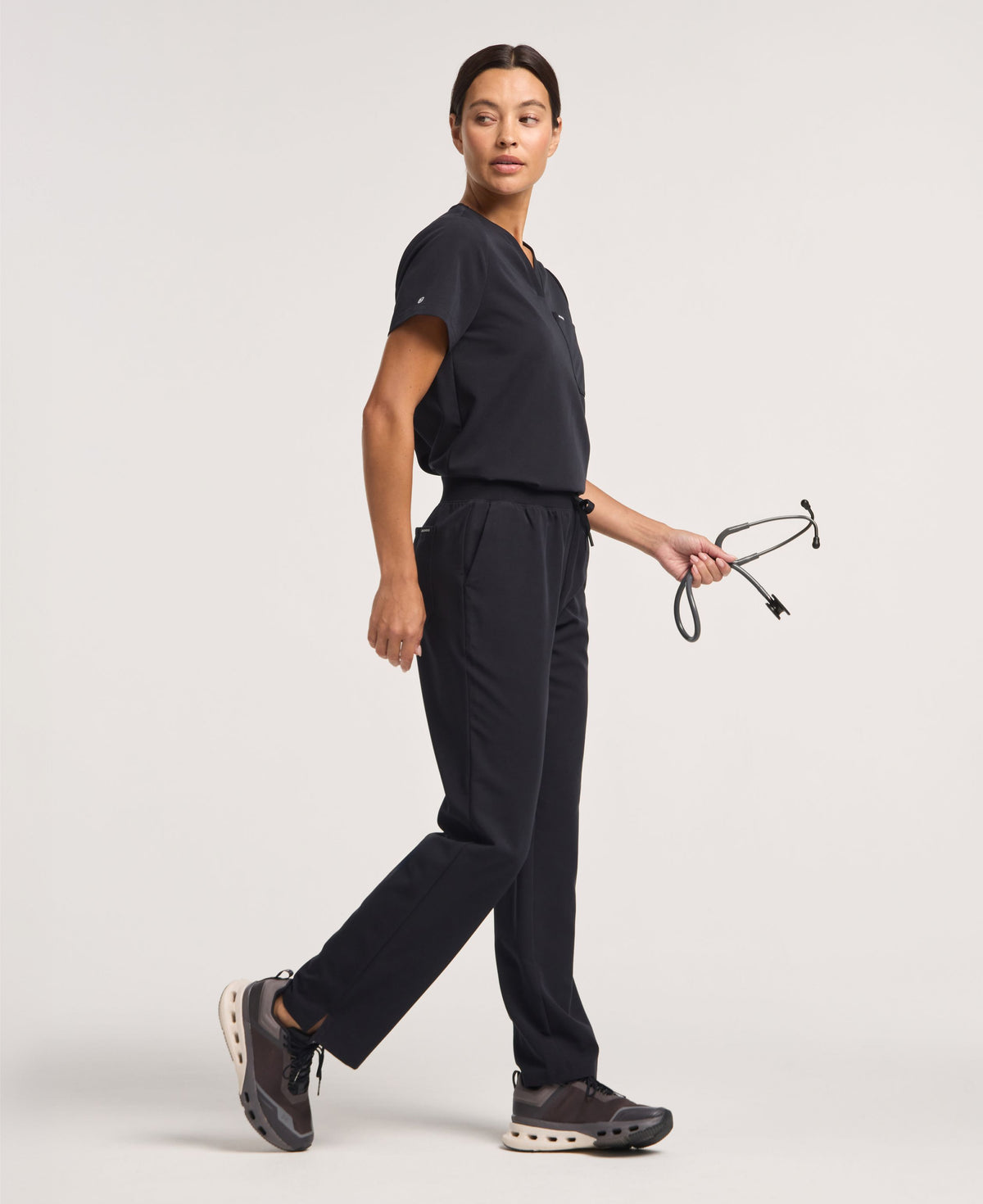 Jaanuu Xenos Knit-Waist Scrub Pant in Black, product photo 2 of 6