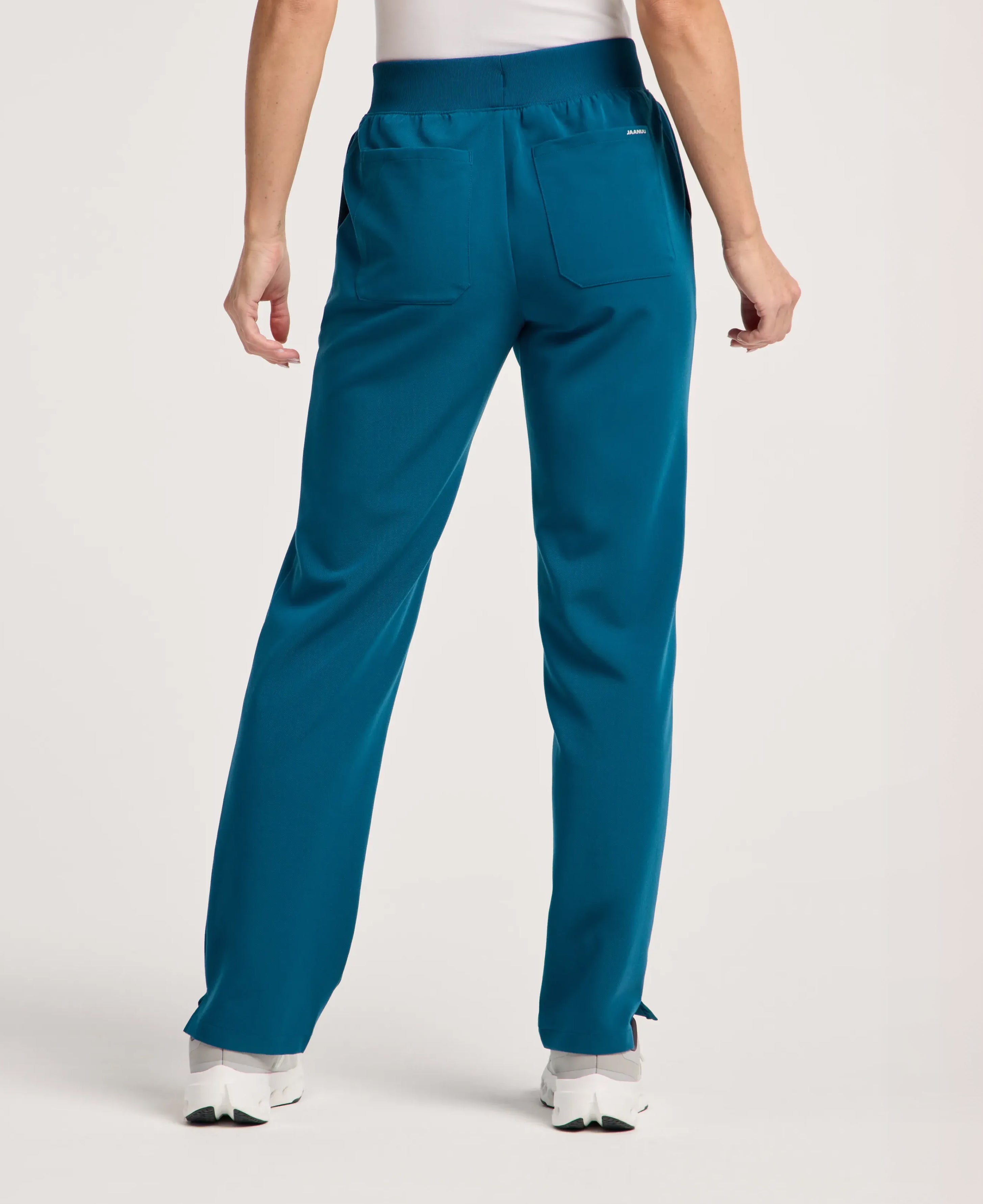 Jaanuu Xenos Knit-Waist Scrub Pant in Caribbean Blue, product photo 3 of 6