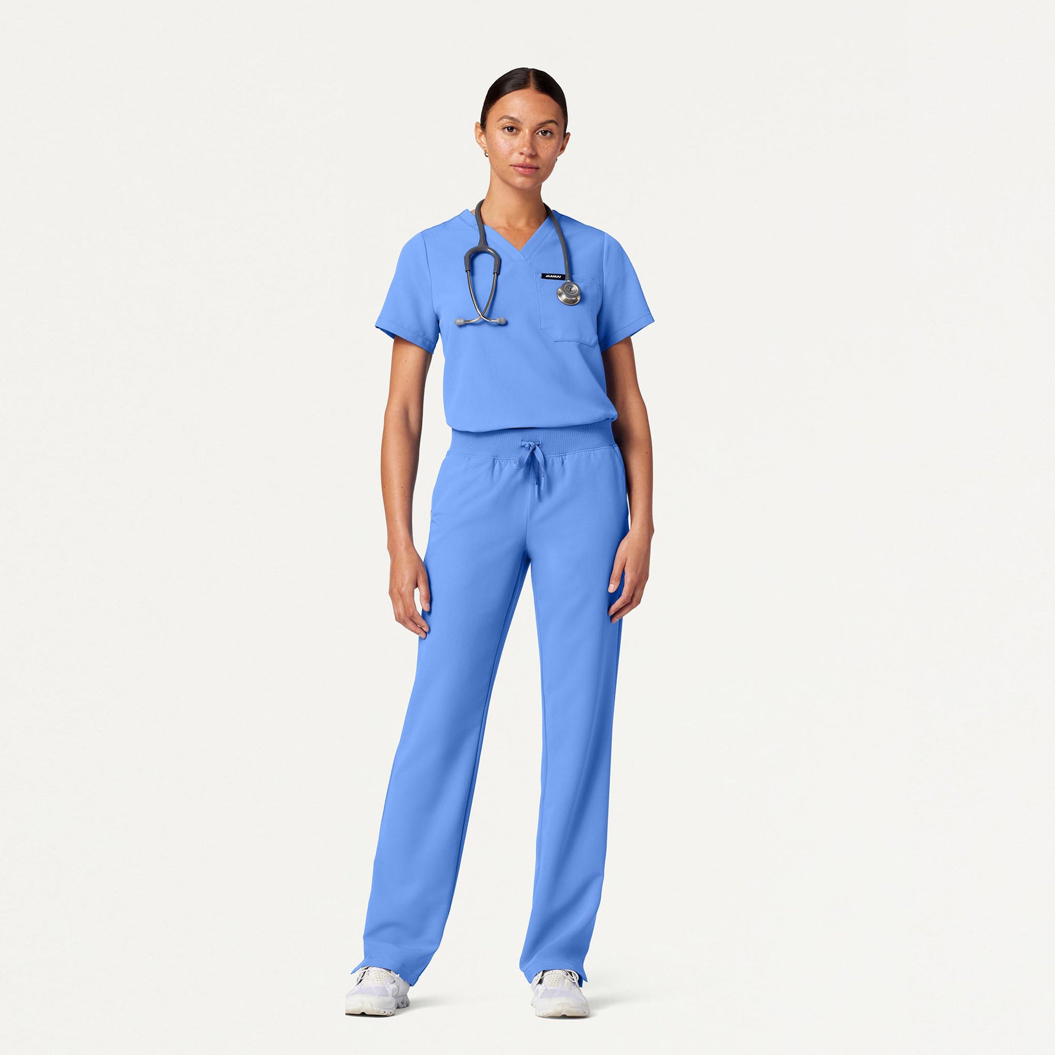 Xenos Essential Knit-Waist Scrub Pant - Ceil Blue