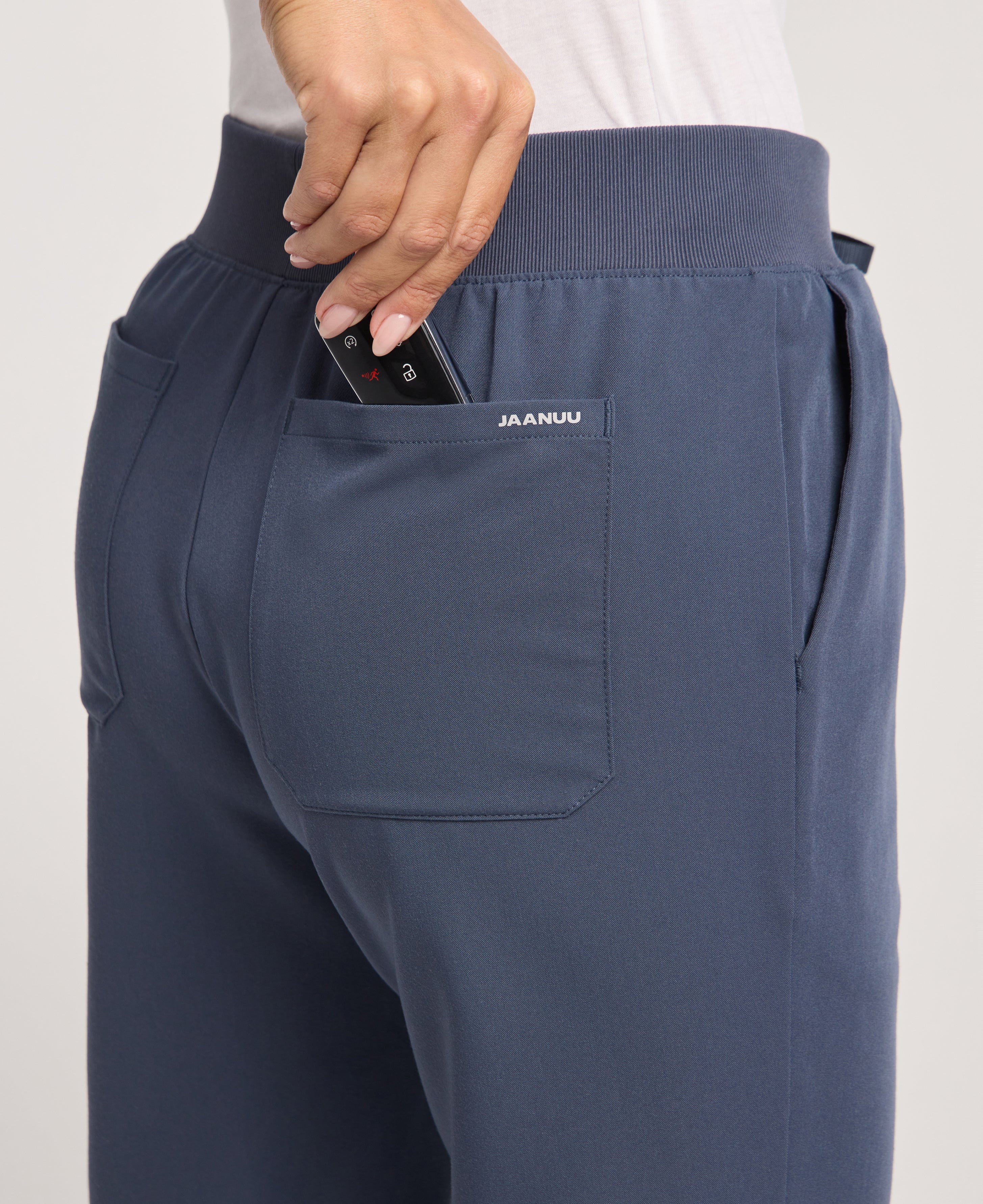 Jaanuu Xenos Knit-Waist Scrub Pant in Carbon Gray, product photo 5 of 6