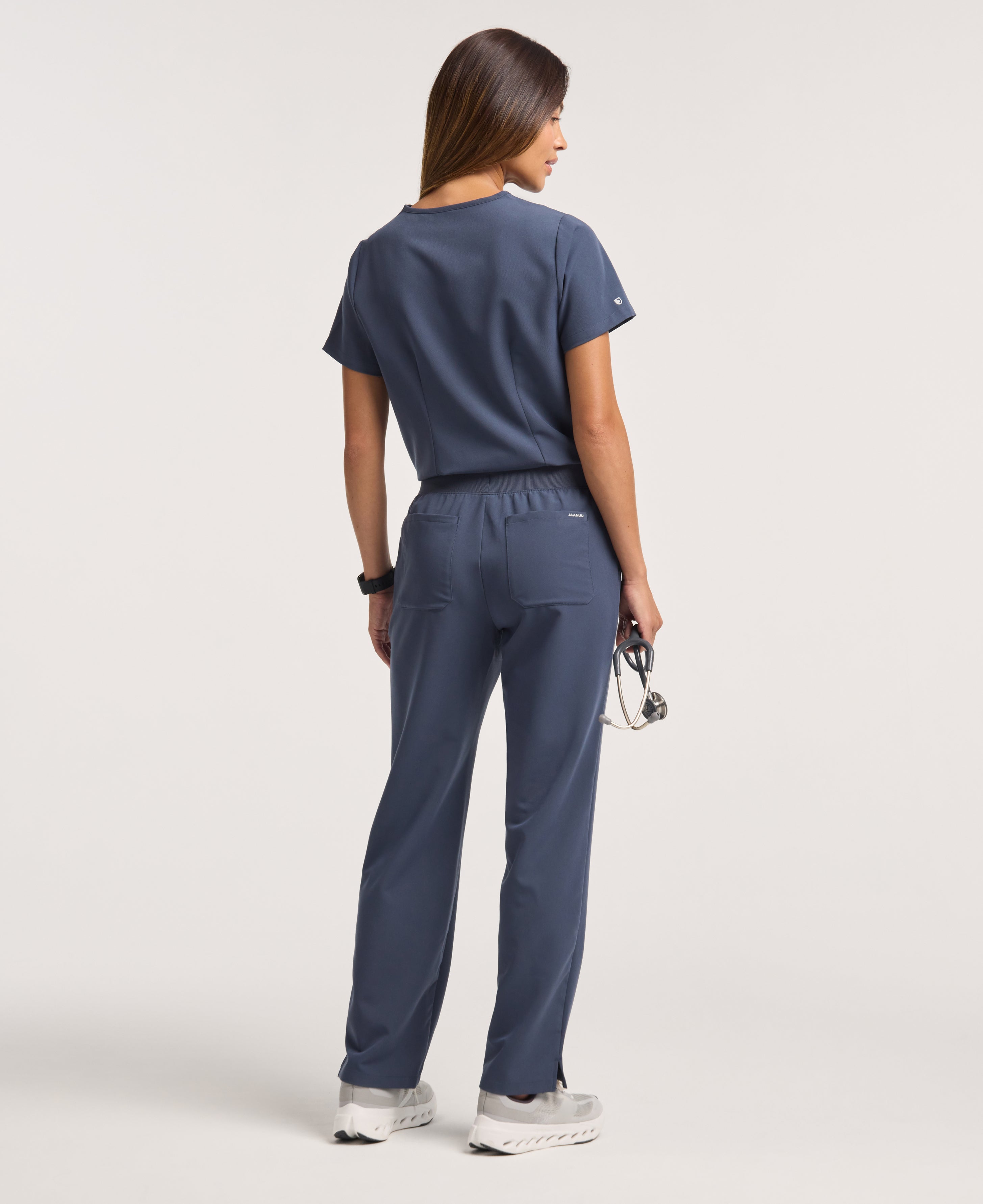 Jaanuu Xenos Knit-Waist Scrub Pant in Carbon Gray, product photo 6 of 6