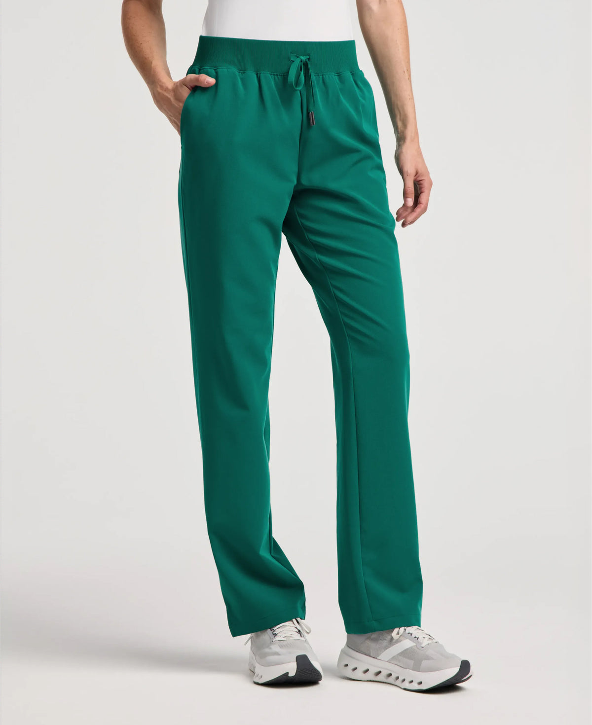 Jaanuu Xenos Knit-Waist Scrub Pant in Hunter Green, product photo 1 of 6