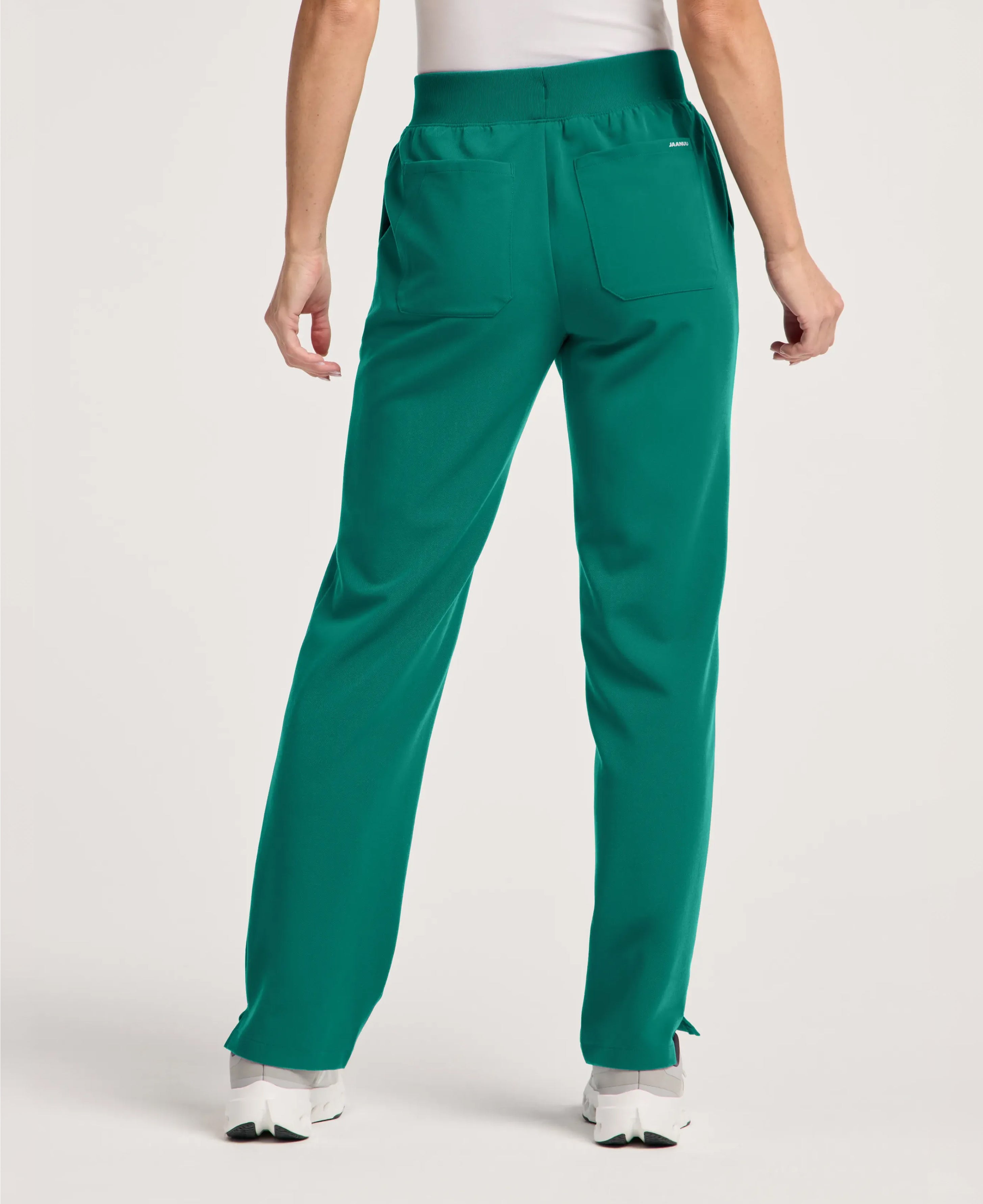 Jaanuu Xenos Knit-Waist Scrub Pant in Hunter Green, product photo 4 of 6