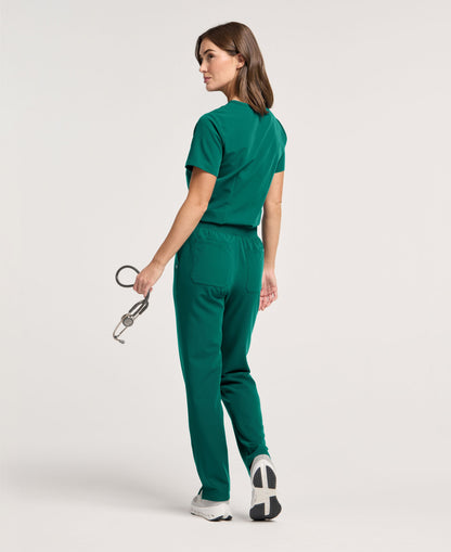 Jaanuu Xenos Knit-Waist Scrub Pant in Hunter Green, product photo 6 of 6