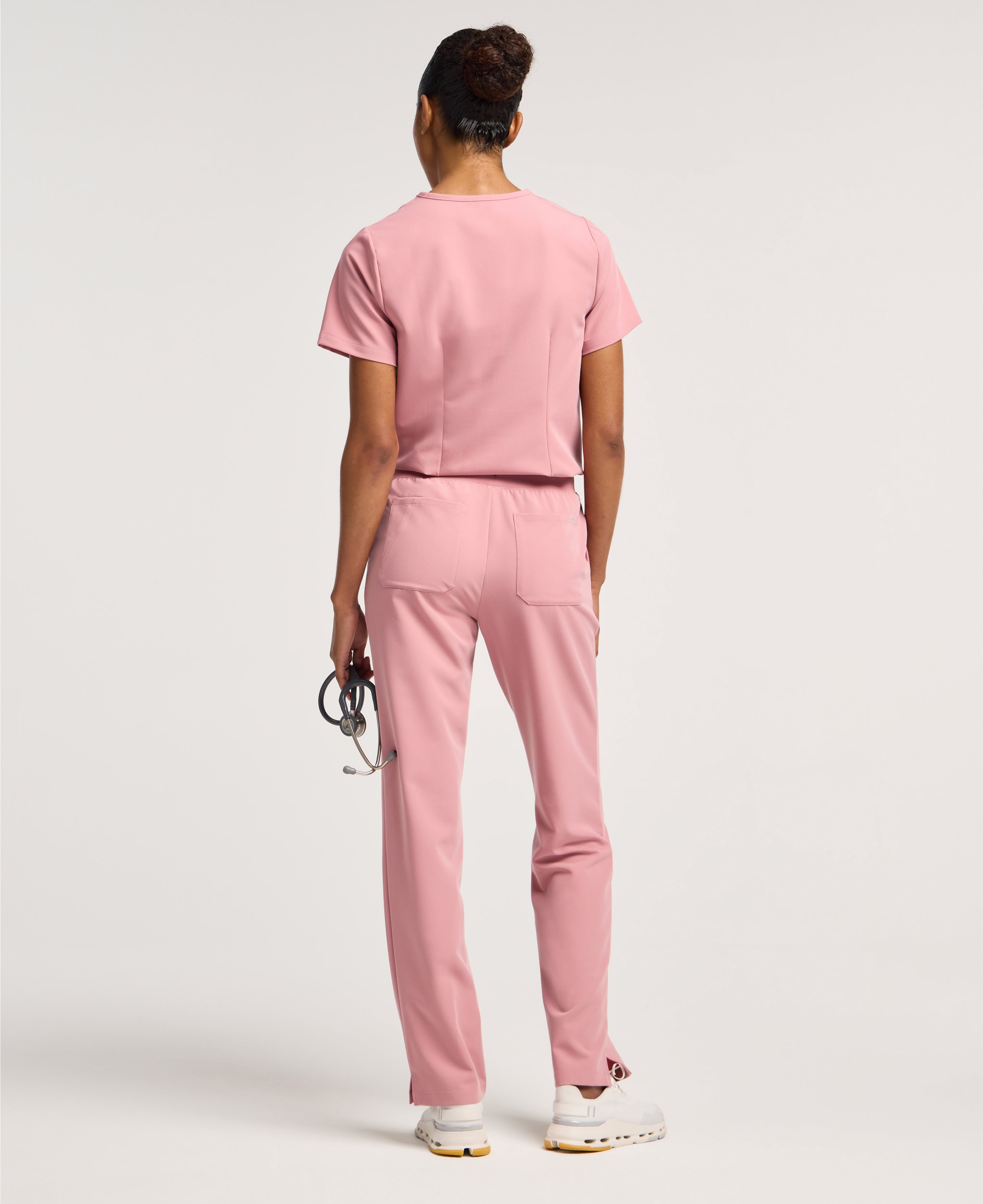 Jaanuu Xenos Knit-Waist Scrub Pant in Mauve, product photo 6 of 6