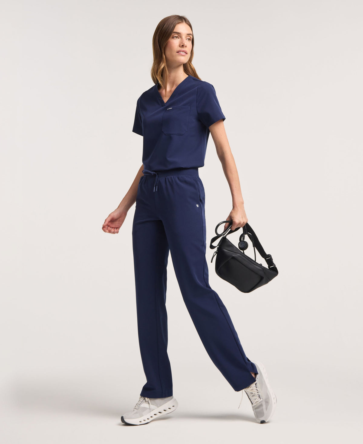 Jaanuu Xenos Knit-Waist Scrub Pant in Midnight Navy, product photo 1 of 6