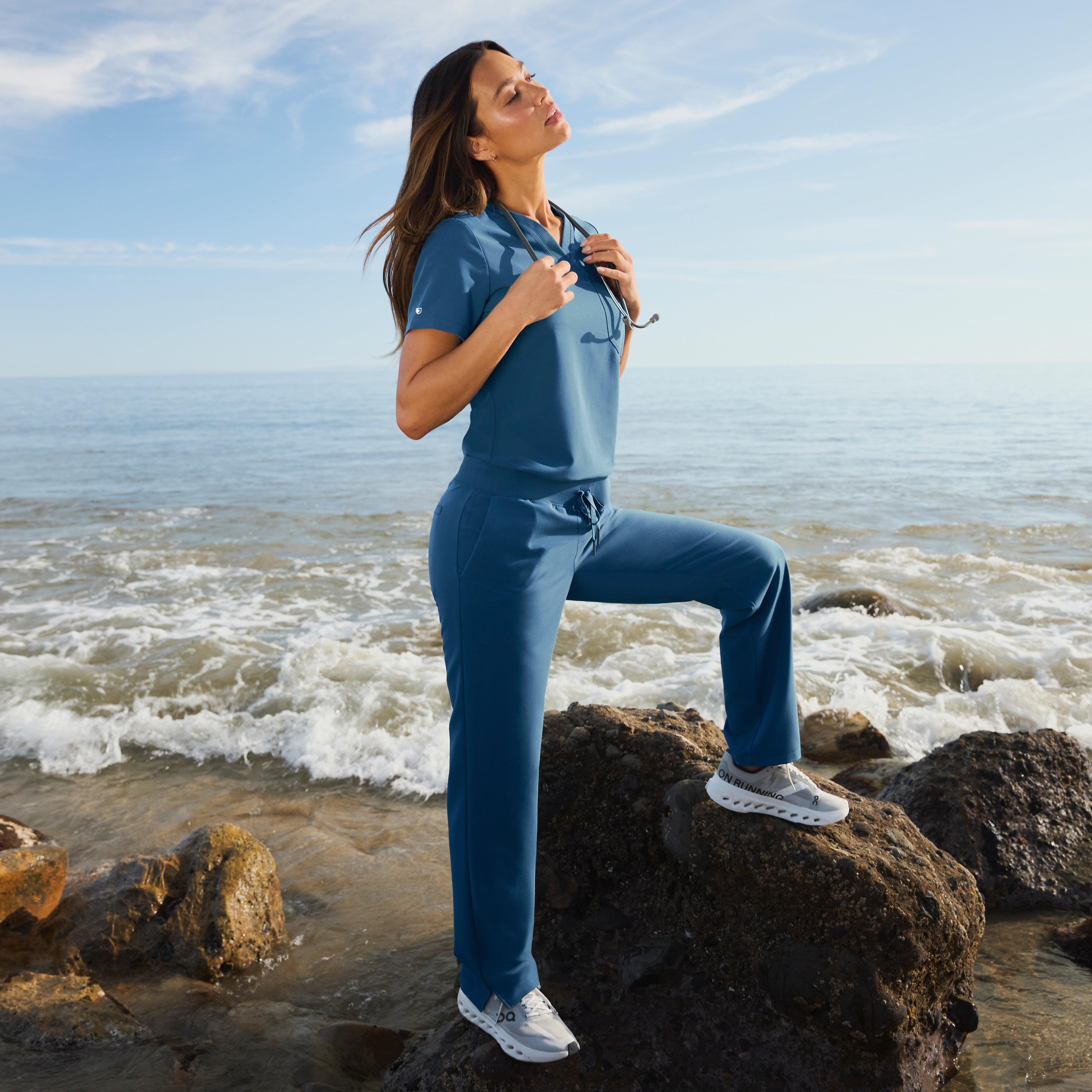 Xenos Essential Knit-Waist Scrub Pant - Ocean