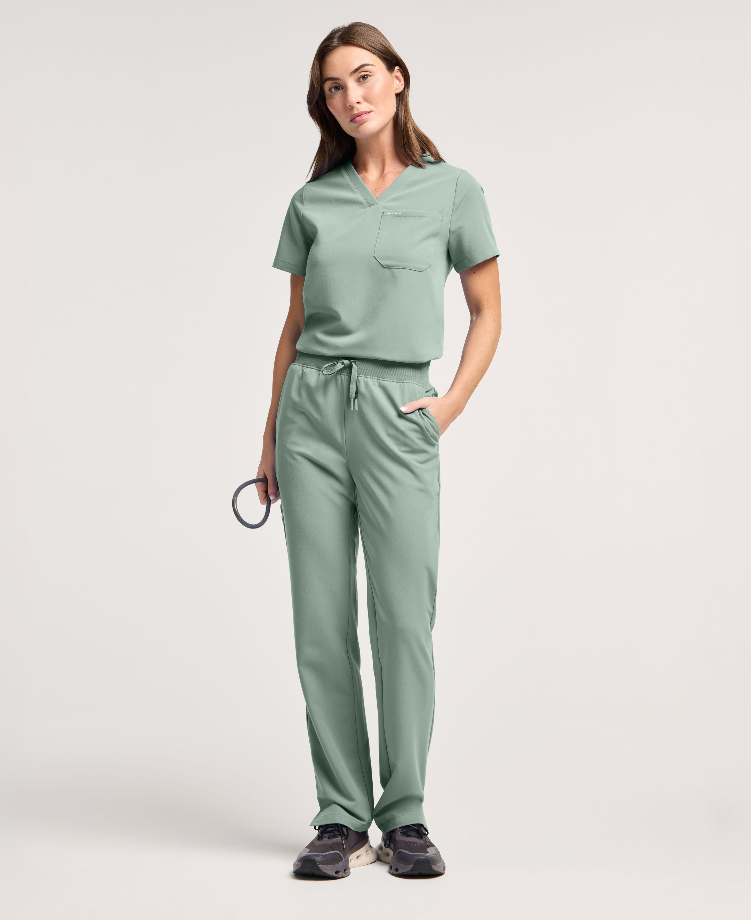 Xenos Knit-Waist Scrub Pant - Sage