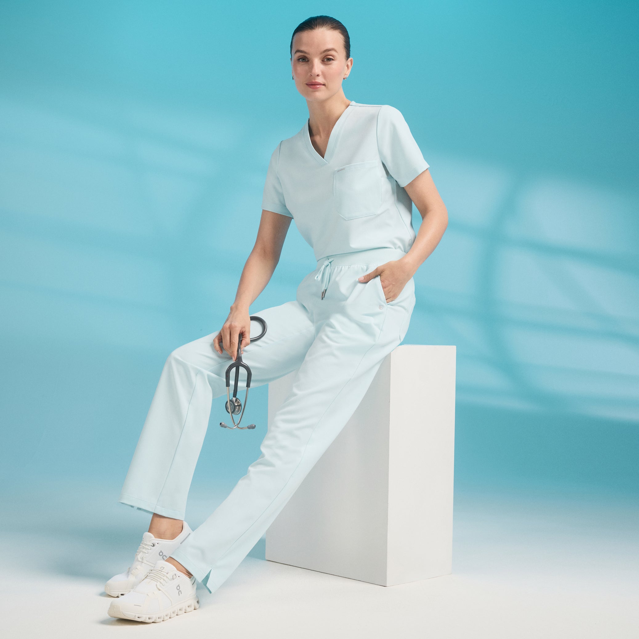 Xenos Essential Knit-Waist Scrub Pant - Sky Blue