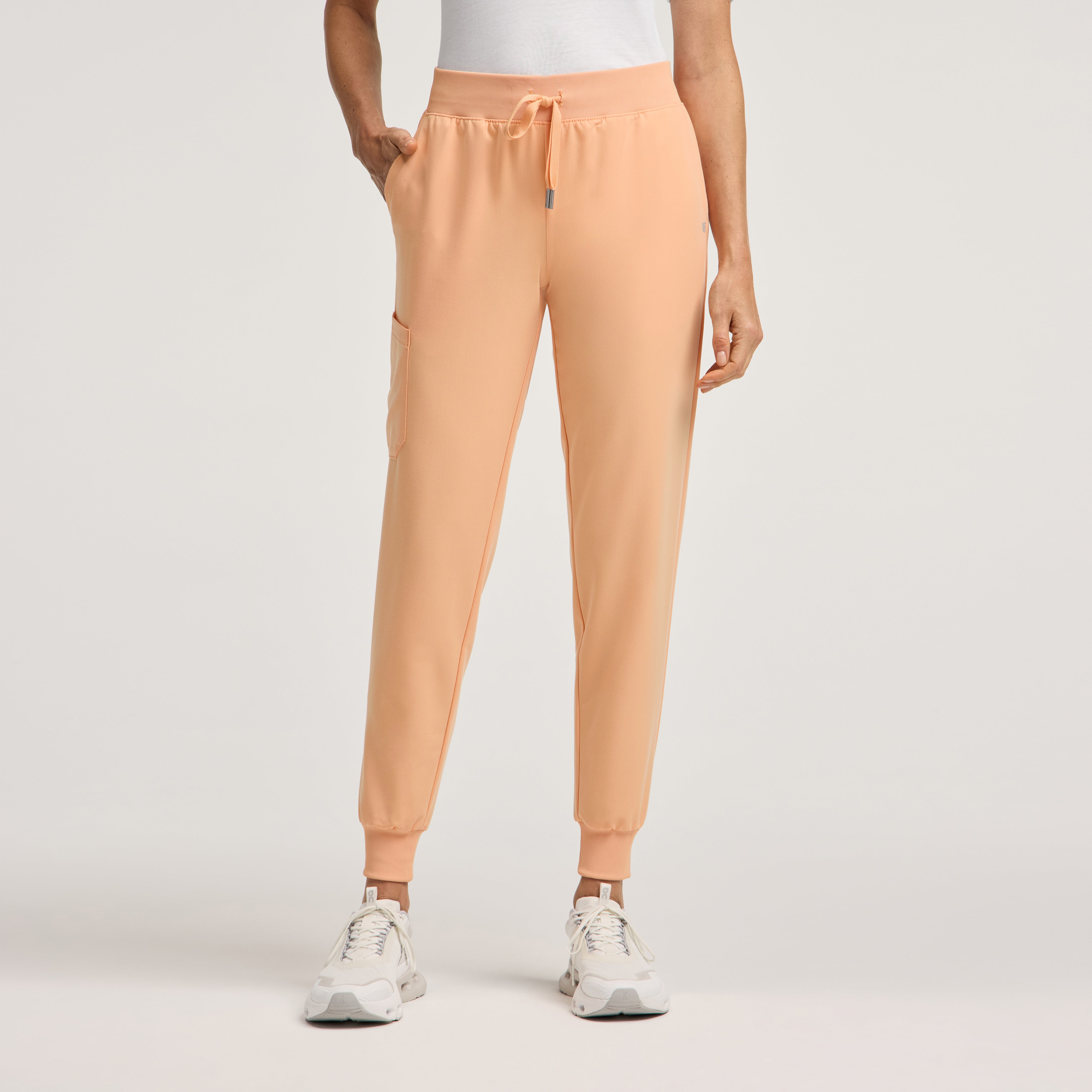 Silex Slim Knit-Waist Scrub Jogger - Apricot