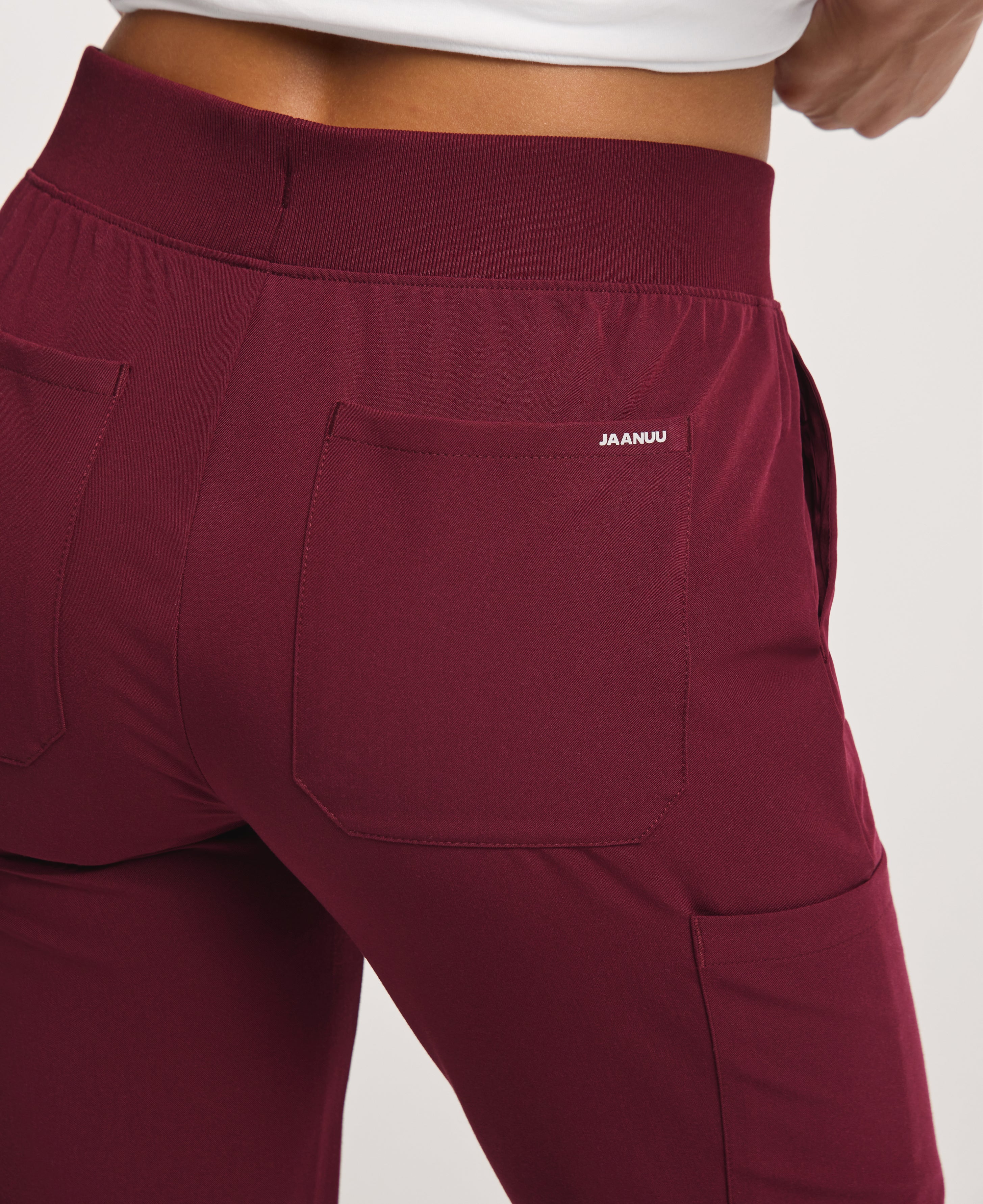 Jaanuu Silex Slim Scrub Jogger in Burgundy, product photo 4 of 6