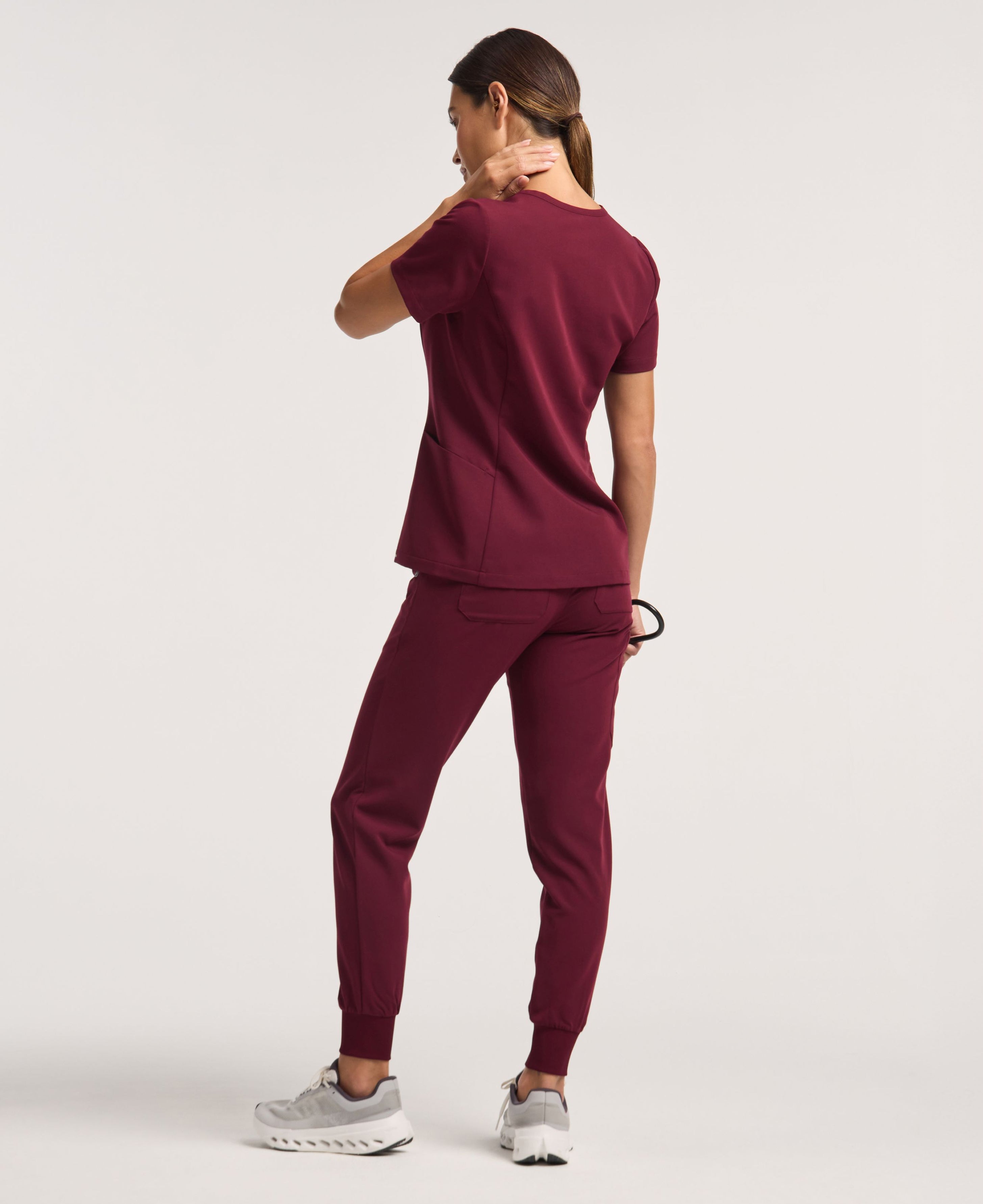Jaanuu Silex Slim Scrub Jogger in Burgundy, product photo 6 of 6
