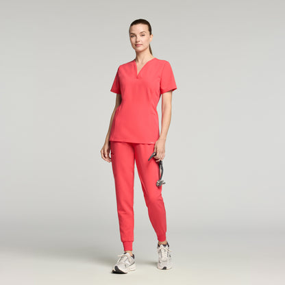 Silex Slim Knit-Waist Scrub Jogger - Coral