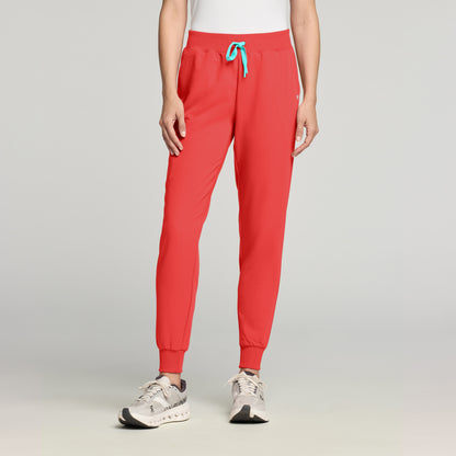 Silex Slim Knit-Waist Scrub Jogger - Coral