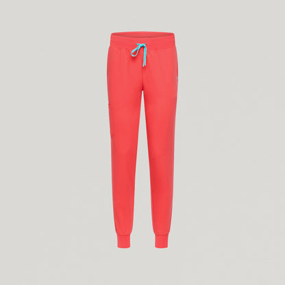 Silex Slim Knit-Waist Scrub Jogger - Coral