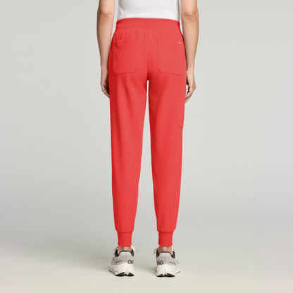 Silex Slim Knit-Waist Scrub Jogger - Coral