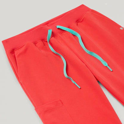 Silex Slim Knit-Waist Scrub Jogger - Coral