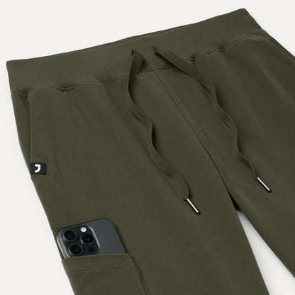 Silex Slim Knit-Waist Scrub Jogger - Deep Olive
