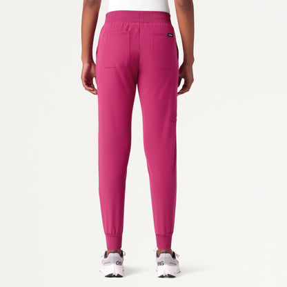 Silex Slim Knit-Waist Scrub Jogger - Wild Berry